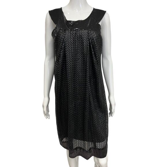 Philosophy di Alberta Ferretti Dresses & Skirts - PHILOSOPHY DI ALBERTA FERRETTI Black Sequin Faux Leather Sleeveless Dress 40